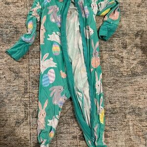 Little Sleepies Teal Bunny Print Kids One Piece